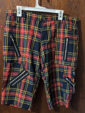 Men's Plaid Tiger Of London Bandage Shorts Sz 40